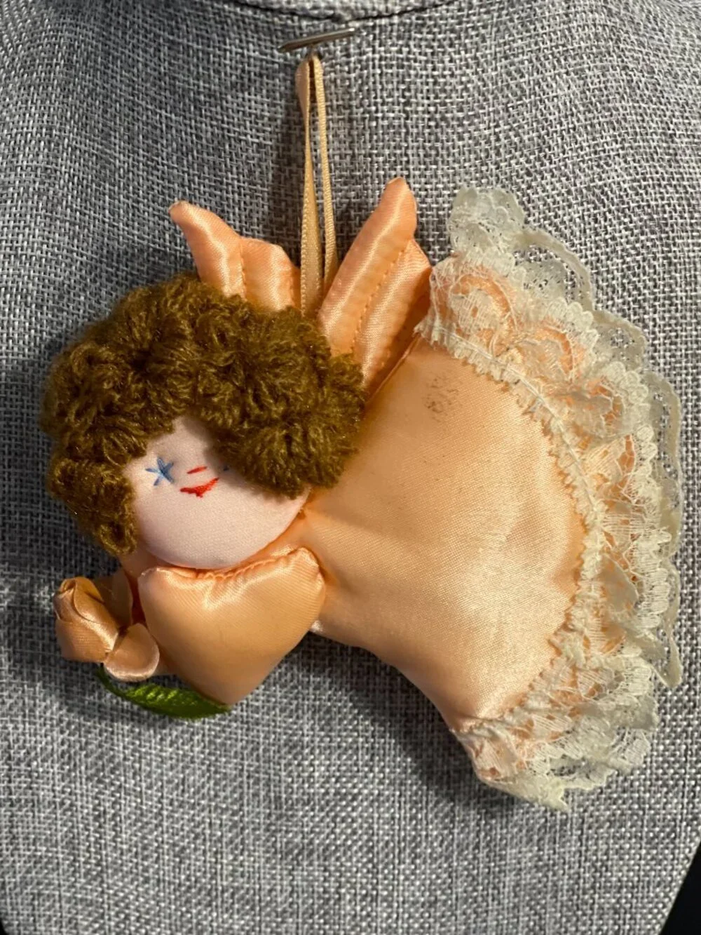 Vintage Handmade Crochet Pale Pink Christmas Ornaments, Set of 9